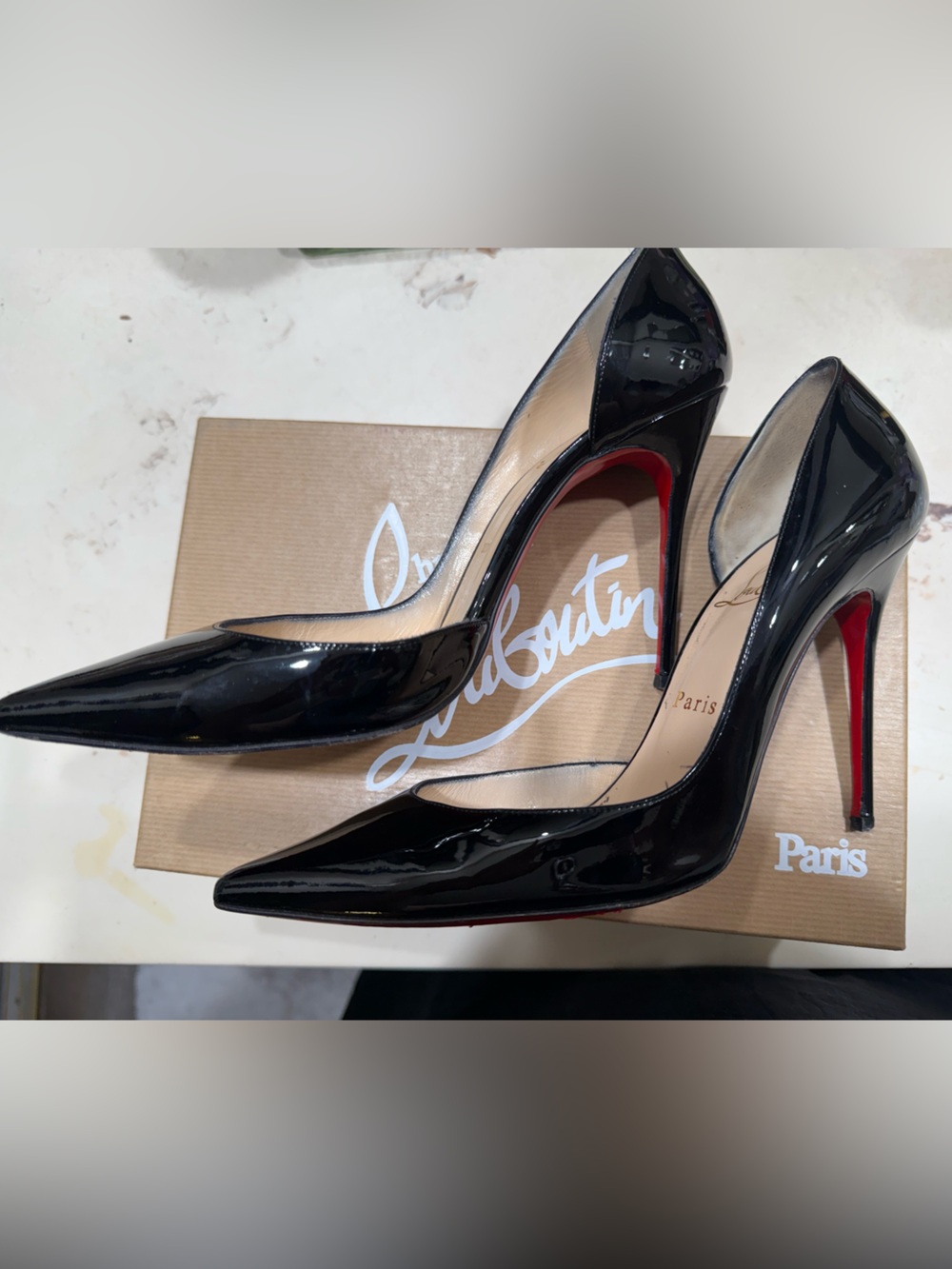 Christian Louboutin Iriza Black Patent Pointed-Toe Stiletto Pumps